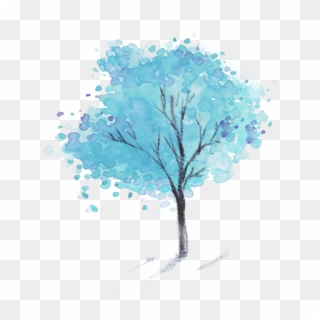 #ftestickers #watercolor #tree #blue - Trees Png Watercolor Clipart