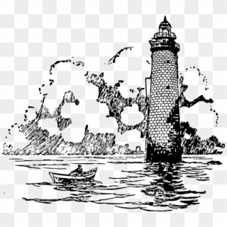 Ink Pen Art, Lighthouse Art, Rowing, Online Art, Small - Lighthouse Line Art Clipart