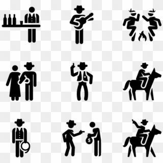 Wild West Pictograms - Silhouette Clipart