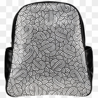 Black And White Swirls Doodles Multi-pockets Backpack - Laptop Bag Clipart