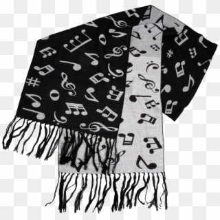 Black And White Music Note Scarf - Music Notes Winter Scarf Clipart