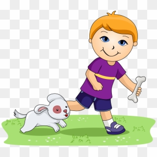 Dog Running Clipart - Boy And Dog Clipart - Png Download