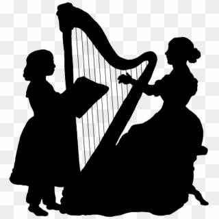 Woman Playing The Harp Silhouette - Lady Playing Harp Silhouette Clipart