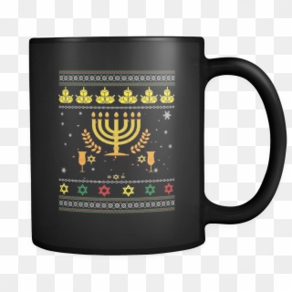 Happy Hanukkah Menorah Chanukah Dreidel Ugly Christmas - Run On Caffeine And Cuss Words Clipart