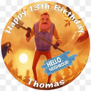 Hello Neighbor Edible 8" Personalised Round Birthday - Albion Boys And Girls Club Clipart