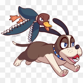 Border Collie Duck Hunt Dog & American Black Duck Duck - Cartoon Clipart