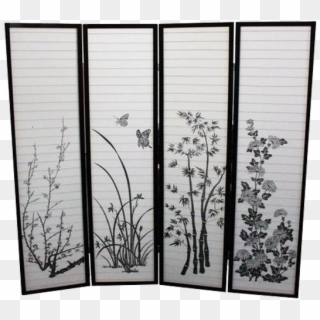 4 Panel Folding Screen Room Divider- Butterfly - Transparent Screen Room Divider Clipart