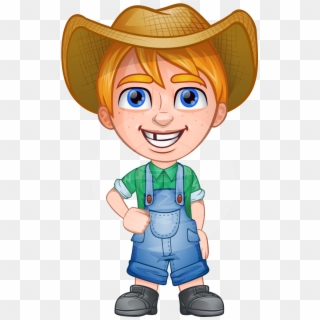 Farm Boy Cartoon Character , Png Download - Child Farmer Cartoon Clipart