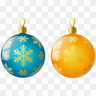Large Size Transparent Yellow And Blue Christmas Ball - Christmas Ornaments Clipart Png