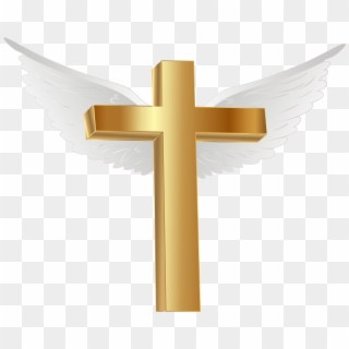 Free Png Download Gold Cross With Angel Wings Png Images - Gold Cross With Angel Wings Clipart