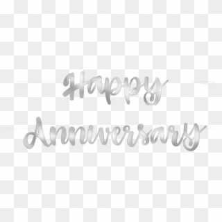 Happy Anniversary Banner Silver - Calligraphy Clipart