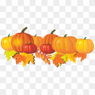 Pumpkins Vector Border - Fall Leaves And Pumpkin Clip Art - Png Download