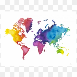 Clipart Map Watercolor - Watercolor Colourful World Map - Png Download