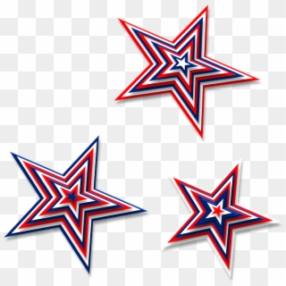 Stars 3d Red White Blue America Patriotic July - Clipart Red White And Blue Stars - Png Download