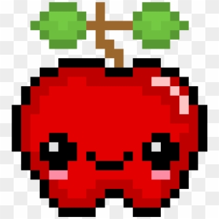 Kawaii Apple - Pixel Art Fruit Clipart