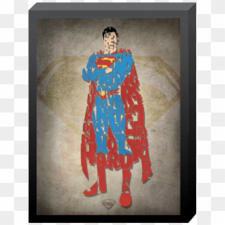 Dc Comics, Printed Glass "superman" Words In Shadowbox - Glass Painting Of Superman Clipart