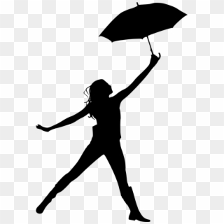 Silhouette, Woman, Umbrella, Floating, Jumping, Freedom - Frau Mit Regenschirm Silhouette Clipart