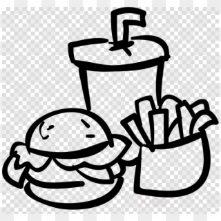 Food And Drink Icon Png Clipart French Fries Hamburger - Black And White Transparent Food Clipart