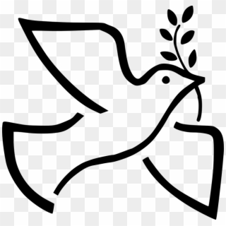 Bird Branch Dove - Peace Clipart Black And White - Png Download