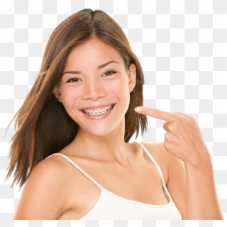 Teenager Metal Braces - Model With Bright Smile Clipart
