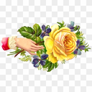I Just Love Yellow And Purple Together - Welcome Hands With Flowers Clipart
