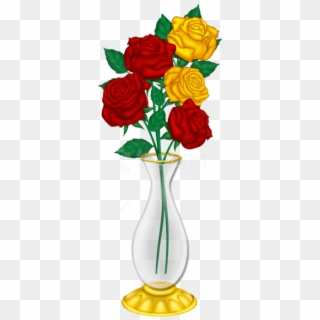 Free Png Download Beautiful Vase With Red And Yellow - Roses In Vase Clipart Transparent Png
