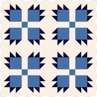 Bear Paw Blue On Cream - Bear Paw Free Quilt Pattern Clipart