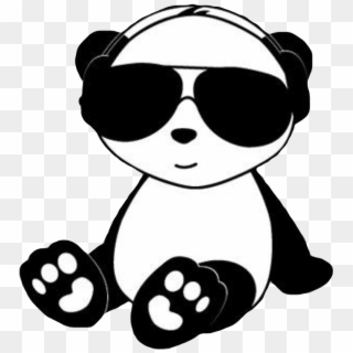 #chill #panda #cute #kawaii #black #white #animal #bear - Cartoon Panda With Sunglasses Clipart