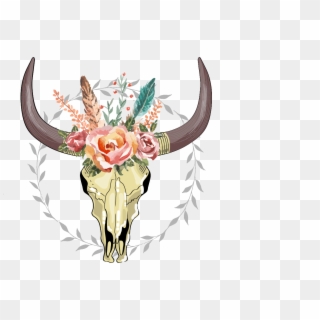 Cow Skull Png - Boho Cow Skull Transparent Clipart