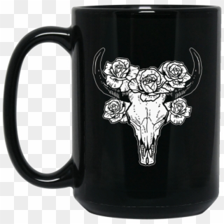 Flower Cow Skull Crown Roses Boho Spiritual Gypsy Tee - Raiders Coffee Mug Clipart