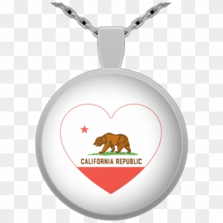 California Flag Heart Round Pendant Necklace - Locket Clipart
