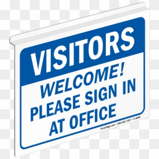 2 Sided Visitors Must Register Z Sign For Ceiling - Sign Clipart