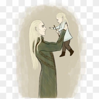 Little Sketch Of Thranduil With Baby-legolas My Obsession - Baby Legolas And Tauriel Clipart