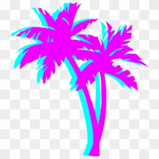 Playa Sticker - Vaporwave Palm Trees Transparent Clipart