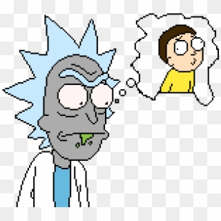 Rick Thinking Of Morty - Cartoon Clipart