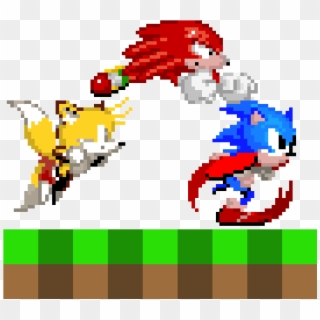 Sonic, Tails & Knuckles , Png Download - Sonic Knuckles Tails Pixel Clipart