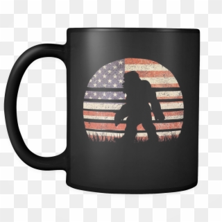 Retro Bigfoot Sasquatch American Flag Sun - Mug Clipart
