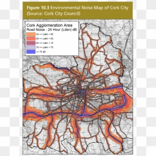 Environmental Noise Map Of Cork City - Map Clipart