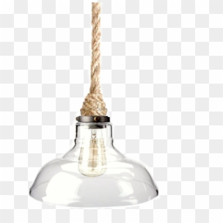 Rope Pendant With Industrial Glass Lamp Shade - Lampshade Clipart