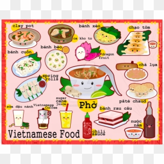 Chinese Food Clipart Vietnamese Pho - Vietnamese Food Chart - Png Download