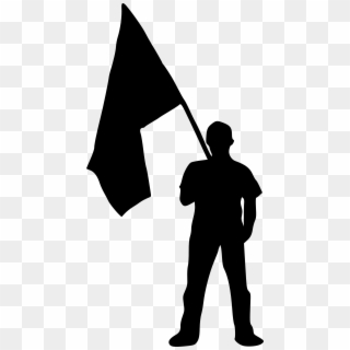 Png File Size - Man Holding Flag Silhouette Clipart
