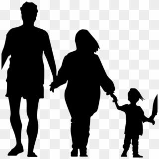Family Walking - Clipart Family Silhouette - Png Download
