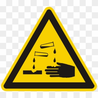 Corrosive Acid Warning Attention Yellow Sign - Attention Acid Clipart