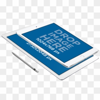 White Ipad Pro And Ipad Mini Floating In Landscape - Gadget Clipart