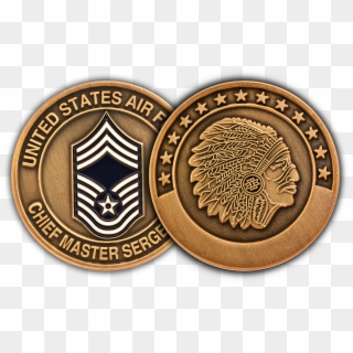 Chief Master Sergeant Bronze Challenge Coin, Engravable Clipart