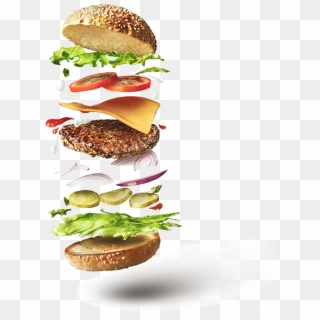 National Burger Day - Hamburger With Flying Ingredients Clipart