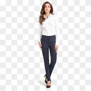 Women's Blue Business Pants - Formal Shirt And Trouser For Ladies Clipart