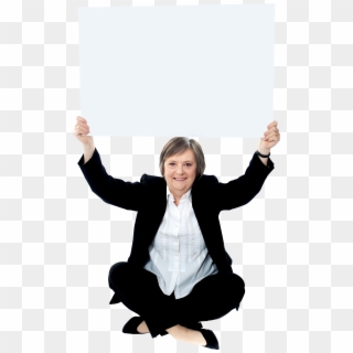 Business Women Holding Banner - Business Woman Sitting Png Clipart