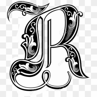 Tattoo Alphabet Bw Sticker - Writing Style Of R Clipart