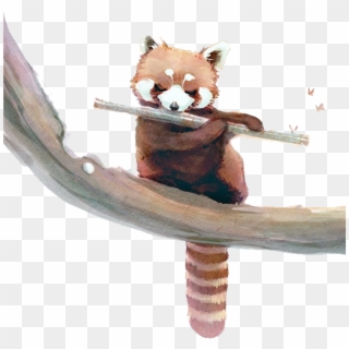 Drawn Flute Watercolor - Red Panda Watercolor Clipart
